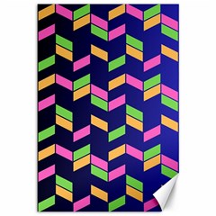 Background Pattern Geometric Pink Yellow Green Canvas 12  X 18 