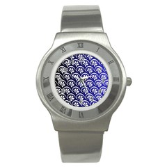 Pattern Floral Flowers Leaves Botanical Stainless Steel Watch