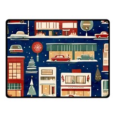 Cars Snow City Landscape Vintage Old Time Retro Pattern Fleece Blanket (small)