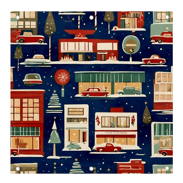 Cars Snow City Landscape Vintage Old Time Retro Pattern Banner and Sign 4  x 4 