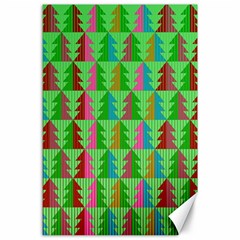 Trees Pattern Retro Pink Red Yellow Holidays Advent Christmas Canvas 24  X 36 