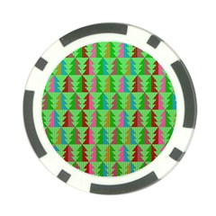 Trees Pattern Retro Pink Red Yellow Holidays Advent Christmas Poker Chip Card Guard (10 Pack)