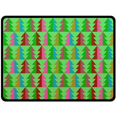 Trees Pattern Retro Pink Red Yellow Holidays Advent Christmas Fleece Blanket (large)