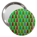 Trees Pattern Retro Pink Red Yellow Holidays Advent Christmas 3  Handbag Mirrors Front