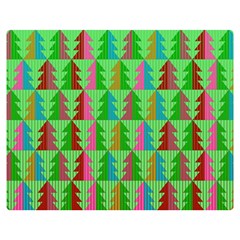 Trees Pattern Retro Pink Red Yellow Holidays Advent Christmas Two Sides Premium Plush Fleece Blanket (teen Size) by Maspions