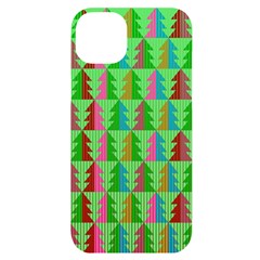Trees Pattern Retro Pink Red Yellow Holidays Advent Christmas Iphone 14 Plus Black Uv Print Case by Maspions