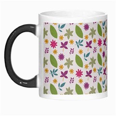 Pattern Flowers Leaves Green Purple Pink Morph Mug