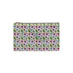 Pattern Flowers Leaves Green Purple Pink Cosmetic Bag (Small) Front