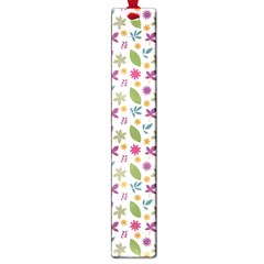 Pattern Flowers Leaves Green Purple Pink Large Book Marks