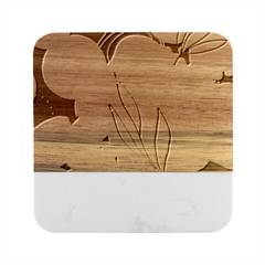 Abstract Boho Bohemian Style Retro Vintage Marble Wood Coaster (square)