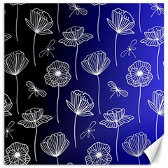 Pattern Floral Leaves Botanical White Flowers Canvas 20  X 20 