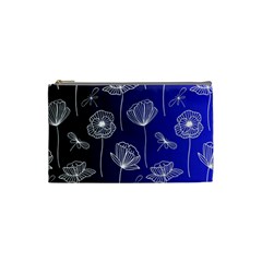 Pattern Floral Leaves Botanical White Flowers Cosmetic Bag (small)