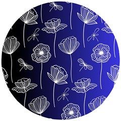 Pattern Floral Leaves Botanical White Flowers Wooden Puzzle Round by Maspions