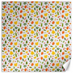 Background Pattern Flowers Leaves Autumn Fall Colorful Leaves Foliage Canvas 12  X 12 