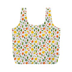 Background Pattern Flowers Leaves Autumn Fall Colorful Leaves Foliage Full Print Recycle Bag (m)