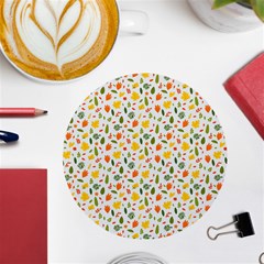 Background Pattern Flowers Leaves Autumn Fall Colorful Leaves Foliage Uv Print Round Tile Coaster