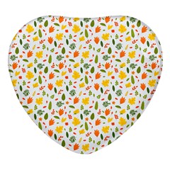 Background Pattern Flowers Leaves Autumn Fall Colorful Leaves Foliage Heart Glass Fridge Magnet (4 Pack) by Maspions