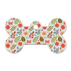 Background Pattern Flowers Design Leaves Autumn Daisy Fall Dog Tag Bone (one Side)