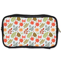 Background Pattern Flowers Design Leaves Autumn Daisy Fall Toiletries Bag (one Side)