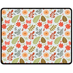 Background Pattern Flowers Design Leaves Autumn Daisy Fall Two Sides Fleece Blanket (medium) by Maspions