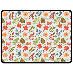 Background Pattern Flowers Design Leaves Autumn Daisy Fall Two Sides Fleece Blanket (large)