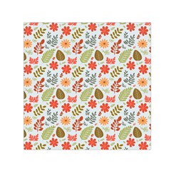 Background Pattern Flowers Design Leaves Autumn Daisy Fall Square Satin Scarf (30  X 30 ) by Maspions