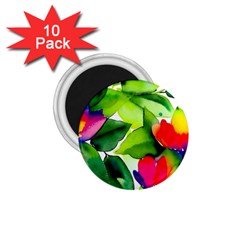 Watercolor Flowers Leaves Foliage Nature Floral Spring 1 75  Magnets (10 Pack) 