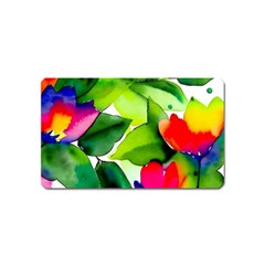 Watercolor Flowers Leaves Foliage Nature Floral Spring Magnet (name Card)