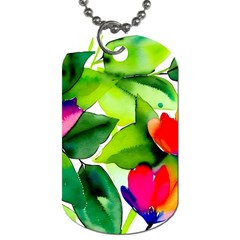 Watercolor Flowers Leaves Foliage Nature Floral Spring Dog Tag (two Sides) by Maspions