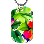 Watercolor Flowers Leaves Foliage Nature Floral Spring Dog Tag (Two Sides) Back