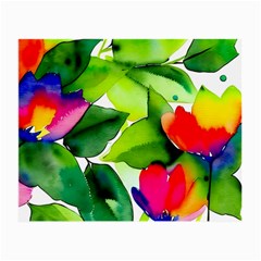 Watercolor Flowers Leaves Foliage Nature Floral Spring Small Glasses Cloth