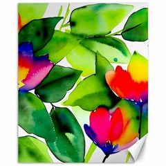 Watercolor Flowers Leaves Foliage Nature Floral Spring Canvas 11  X 14  by Maspions