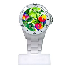 Watercolor Flowers Leaves Foliage Nature Floral Spring Plastic Nurses Watch