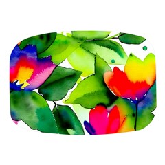 Watercolor Flowers Leaves Foliage Nature Floral Spring Mini Square Pill Box