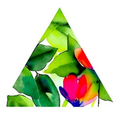 Watercolor Flowers Leaves Foliage Nature Floral Spring Wooden Puzzle Triangle