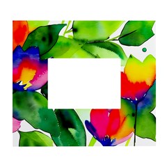Watercolor Flowers Leaves Foliage Nature Floral Spring White Wall Photo Frame 5  X 7 