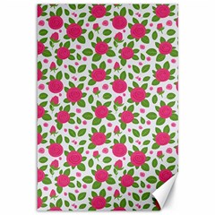 Flowers Leaves Roses Pattern Floral Nature Background Canvas 12  X 18 