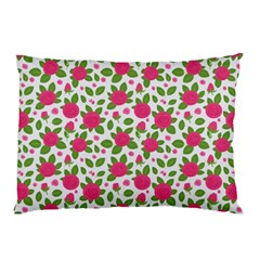 Flowers Leaves Roses Pattern Floral Nature Background Pillow Case by Maspions