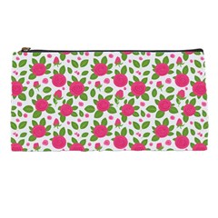 Flowers Leaves Roses Pattern Floral Nature Background Pencil Case