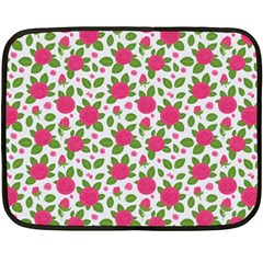 Flowers Leaves Roses Pattern Floral Nature Background Two Sides Fleece Blanket (mini)