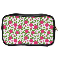 Flowers Leaves Roses Pattern Floral Nature Background Toiletries Bag (two Sides)
