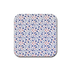 Background Pattern Floral Leaves Flowers Rubber Coaster (square)