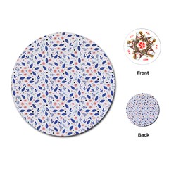 Background Pattern Floral Leaves Flowers Playing Cards Single Design (round)
