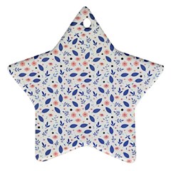 Background Pattern Floral Leaves Flowers Star Ornament (two Sides)