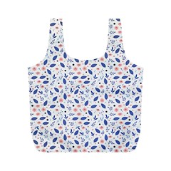 Background Pattern Floral Leaves Flowers Full Print Recycle Bag (m)