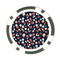 Flowers Pattern Floral Antique Floral Nature Flower Graphic Poker Chip Card Guard