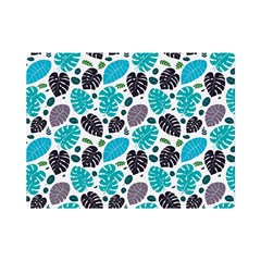 Leaves Monstera Pattern Nature Blue Purple Mauve Flora Premium Plush Fleece Blanket (mini) by Maspions