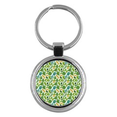 Leaves Tropical Background Pattern Green Botanical Texture Nature Foliage Key Chain (round)