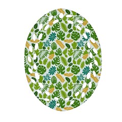 Leaves Tropical Background Pattern Green Botanical Texture Nature Foliage Oval Filigree Ornament (two Sides)