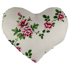 Vintage Flower Art Artwork Blooming Blossom Botanical Botany Nature Floral Pattern Large 19  Premium Heart Shape Cushions